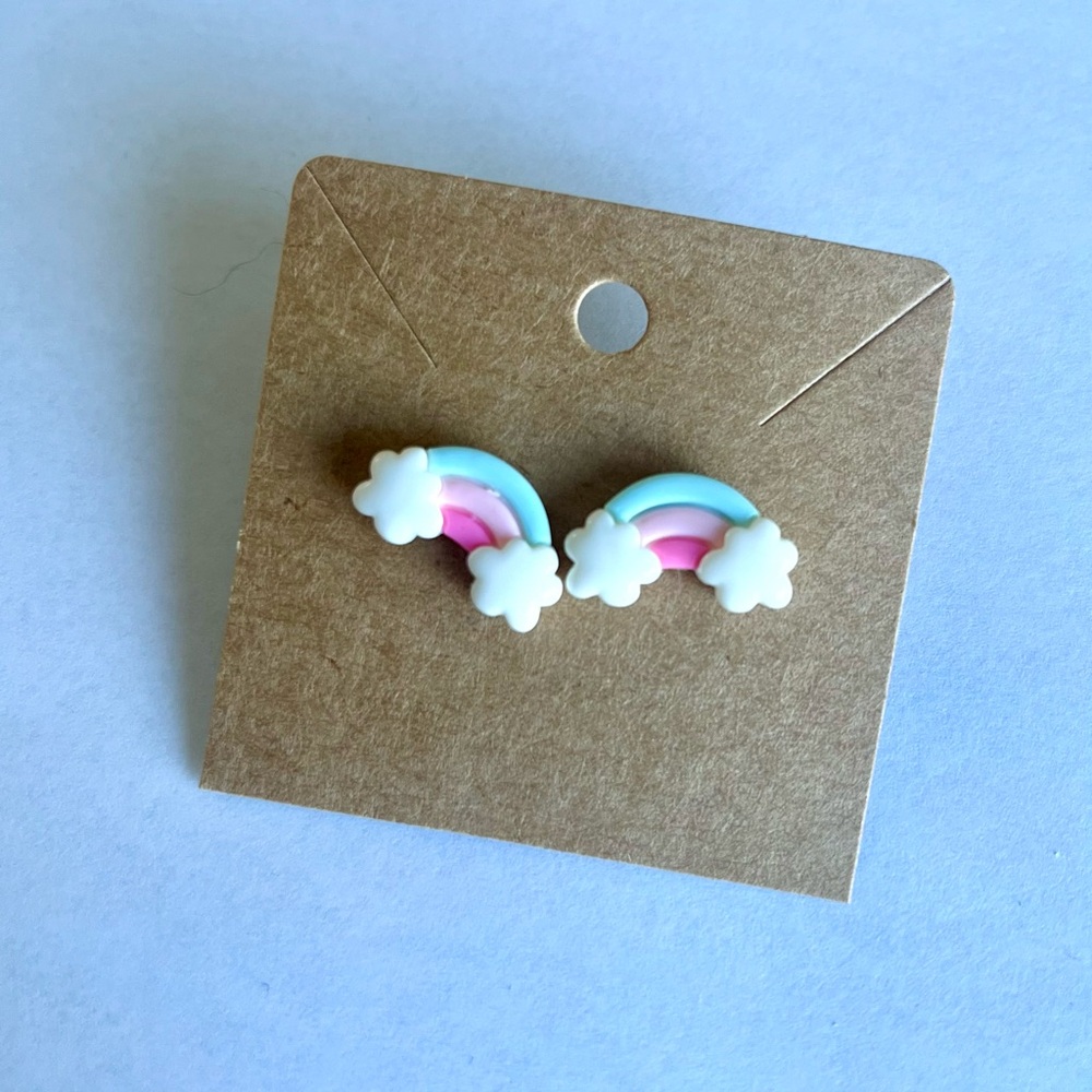 2/$15- Colorful Rainbow Cloud Earrings Handmade